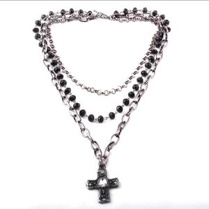 2/$18 layered LOVE chain cross pendant necklace